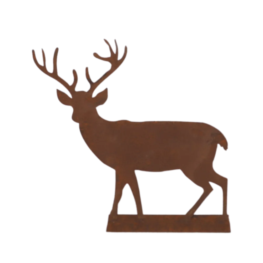 Chemin De Campagne - Statue statuette cerf extérieur jardin métal rouillé marron 130cm Hot