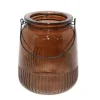 Chemin De Campagne Vases Et Coupes | - Vase "strié" avec anse métallique - ambre pm