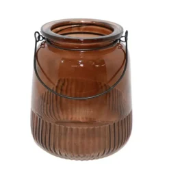 Chemin De Campagne Vases Et Coupes | - Vase "strié" avec anse métallique - ambre pm