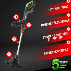 Constructor Coupe-Bordures Et Débroussailleuses | - Coupe bordures 20v max sans batterie - manche téléscopique -