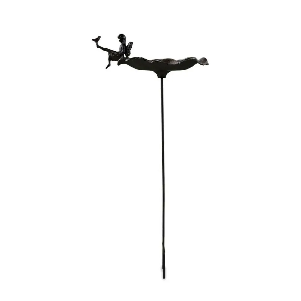 Décoration D'autrefois Oiseaux Du Jardin | DÉCORATION D'AUTREFOIS - Abreuvoir oiseau ange sur pied fonte fonte marron -