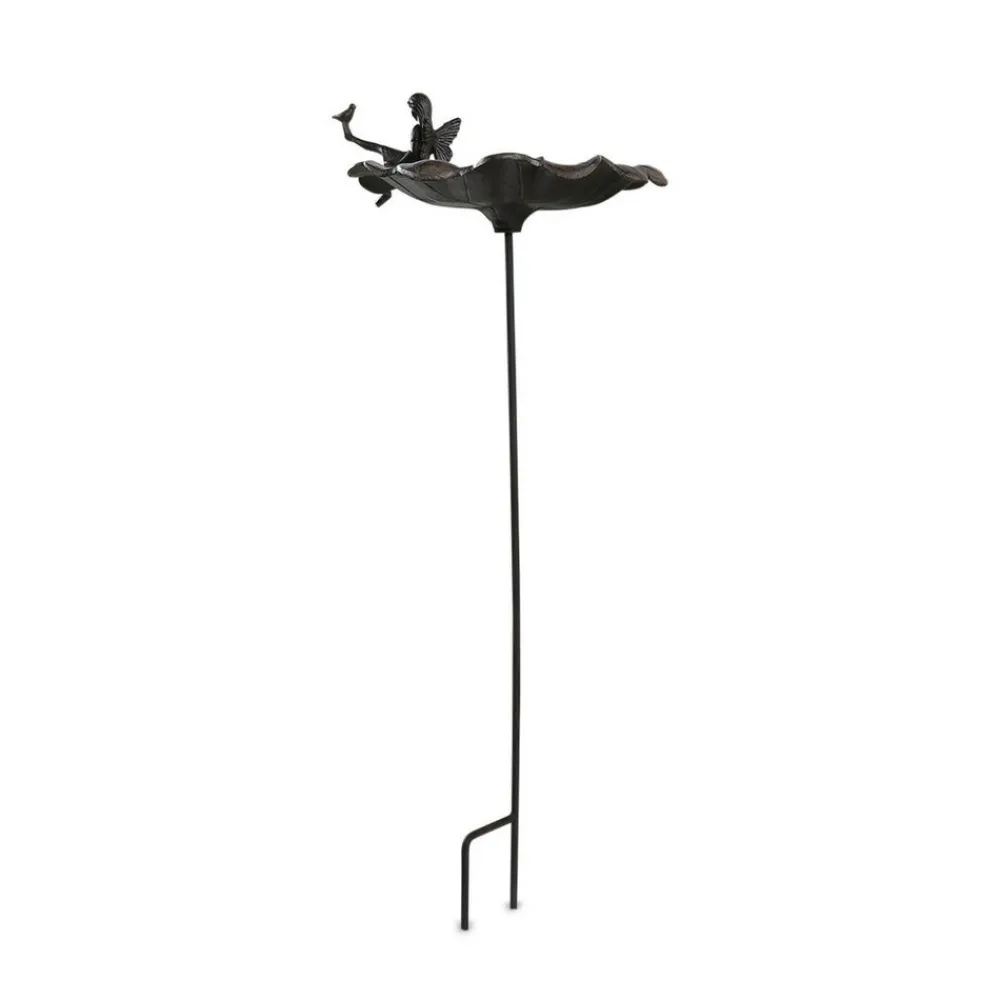 Décoration D'autrefois Oiseaux Du Jardin | DÉCORATION D'AUTREFOIS - Abreuvoir oiseau ange sur pied fonte fonte marron -