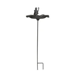 Décoration D'autrefois Oiseaux Du Jardin | DÉCORATION D'AUTREFOIS - Abreuvoir oiseau ange sur pied fonte fonte marron -