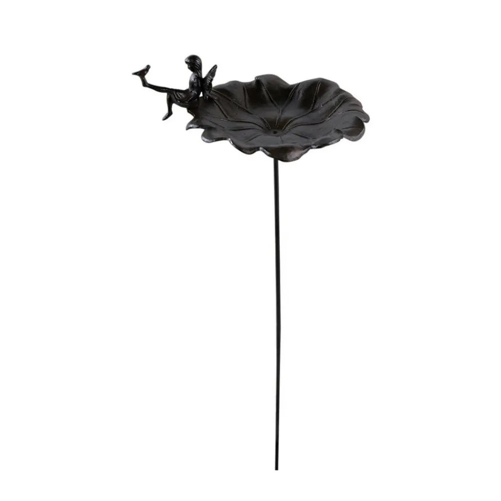 Décoration D'autrefois Oiseaux Du Jardin | DÉCORATION D'AUTREFOIS - Abreuvoir oiseau ange sur pied fonte fonte marron -