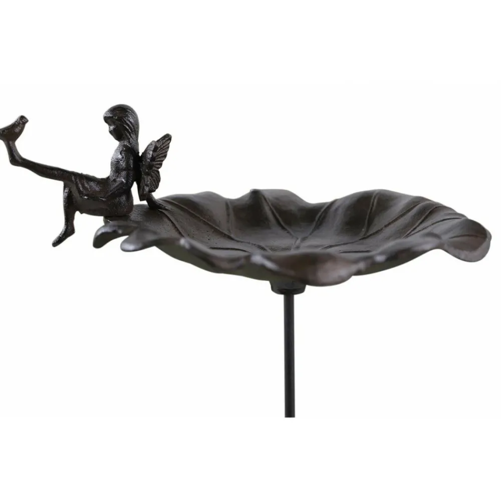 Décoration D'autrefois Oiseaux Du Jardin | DÉCORATION D'AUTREFOIS - Abreuvoir oiseau ange sur pied fonte fonte marron -