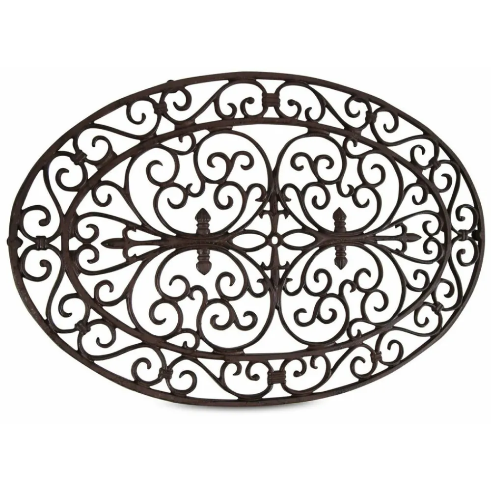 Décoration D'autrefois Objets De Décoration | DÉCORATION D'AUTREFOIS - Paillasson ovale fonte fonte marron -