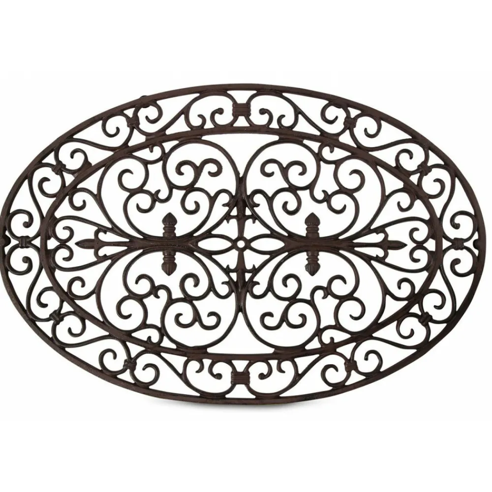 Décoration D'autrefois Objets De Décoration | DÉCORATION D'AUTREFOIS - Paillasson ovale fonte fonte marron -