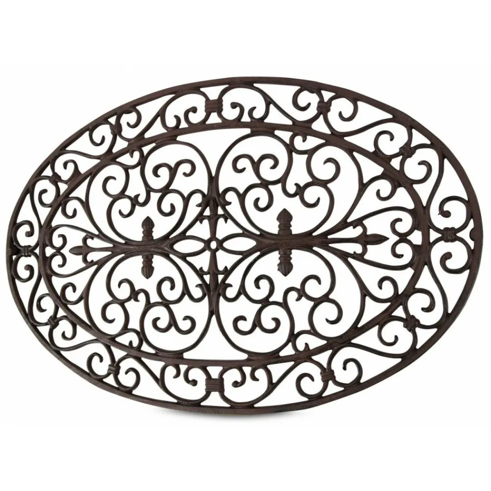 Décoration D'autrefois Objets De Décoration | DÉCORATION D'AUTREFOIS - Paillasson ovale fonte fonte marron -