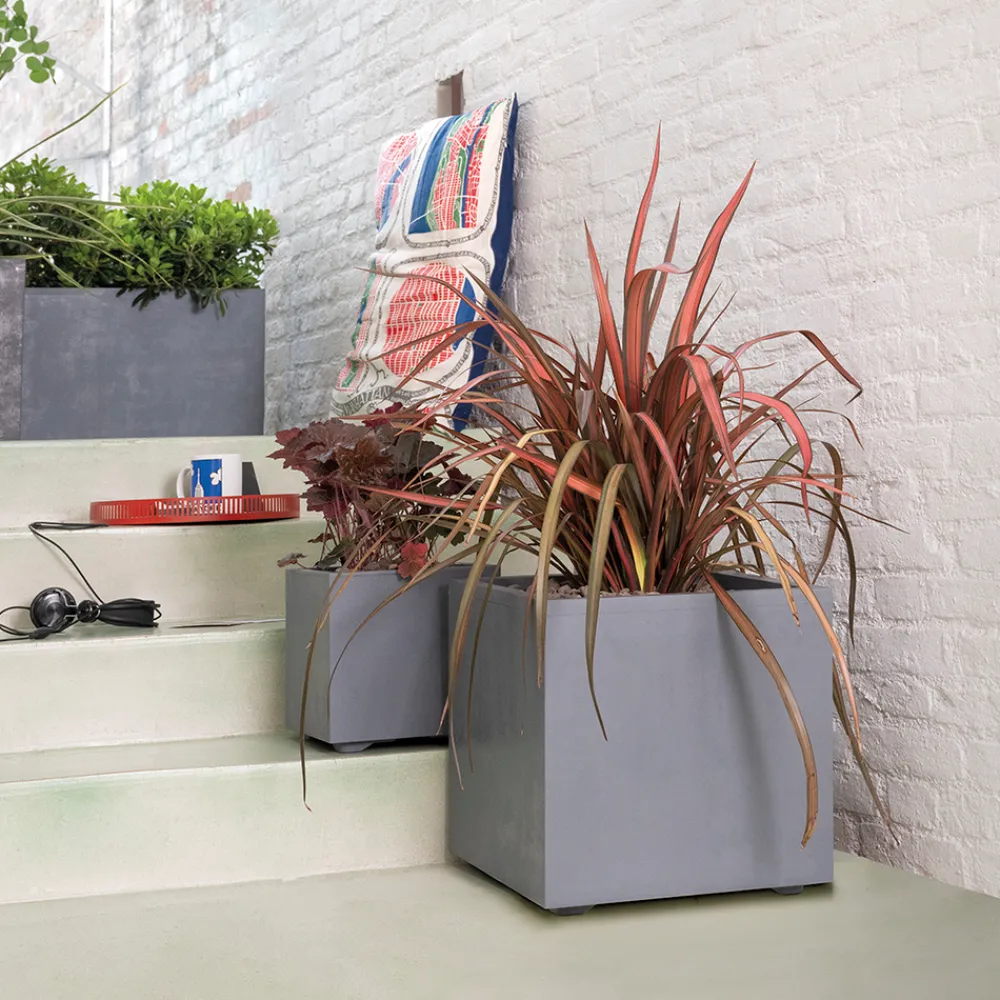 Deroma Pots Et Jardinières | - Bac cubo Millennium, à réserve d'eau, coloris ashgrey - L.25cm