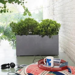 Deroma Pots Et Jardinières | - Bac muret Millennium, à réserve d'eau, coloris ashgrey - L.79cm