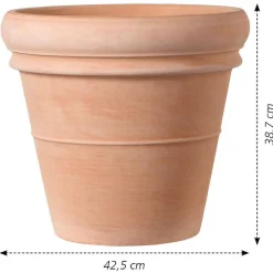 Deroma Cache-Pots Et Bacs D'Intérieur|Pots Et Jardinières | - Pot double rebord Antique en terre cuite claire Ø 42,5 x H. 38,7cm