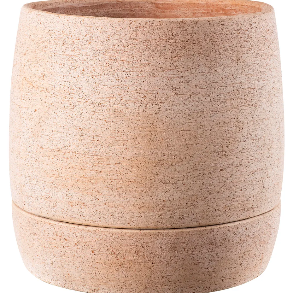 Deroma Cache-Pots Et Bacs D'Intérieur|Pots Et Jardinières | - Pot Vaso Com'O pour plantes et fleurs en terre cuite rosée - D.26cm