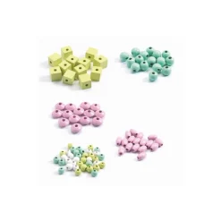 Djeco - Perles en bois foison de perles feuilles et fleurs Outlet