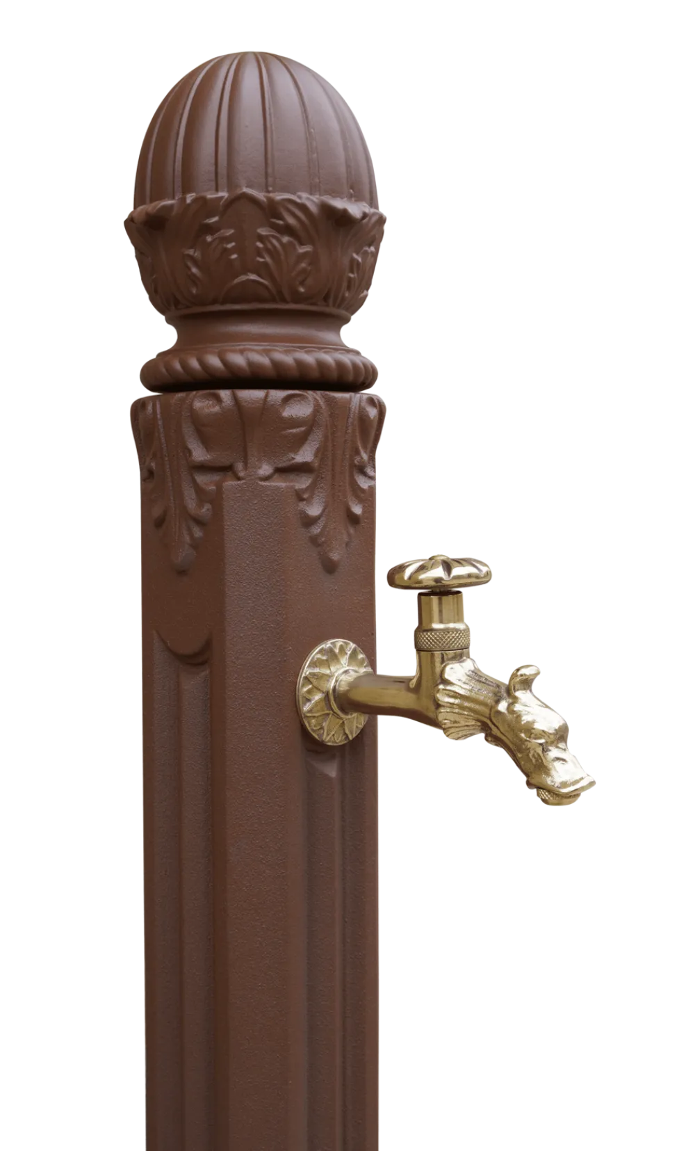 Dommartin - Fontaine borne griffon avec vasque style corten (ral mars 2525) avec robinet colvert h. 110cm x l. 51cm Online