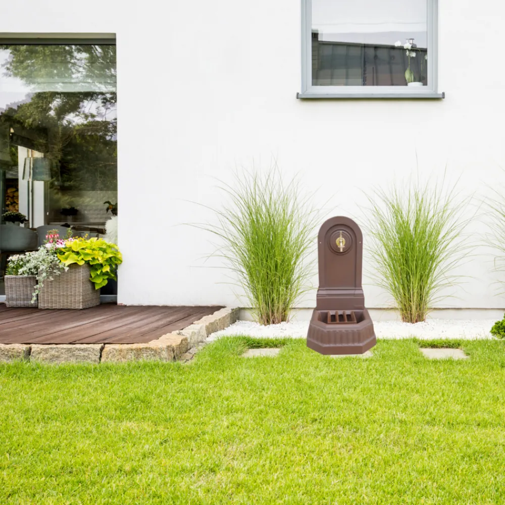 Dommartin Bassins Et Fontaines | - Fontaine citadine style corten (ral mars 2525) avec robinet standard h. 70cm x l. 35cm