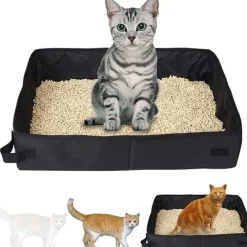 Downypaws - Bac à litière pour chat portable Online