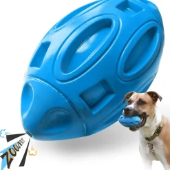 Downypaws - Balle jouet pour chien-jouet pour chien balle en caoutchouc-jouets interactifs-football bleu New