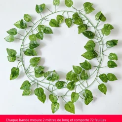 Downypaws - Branches de plantes artificielles, fleurs artificielles, vignes en ficelle, 12 feuilles de radis vert New