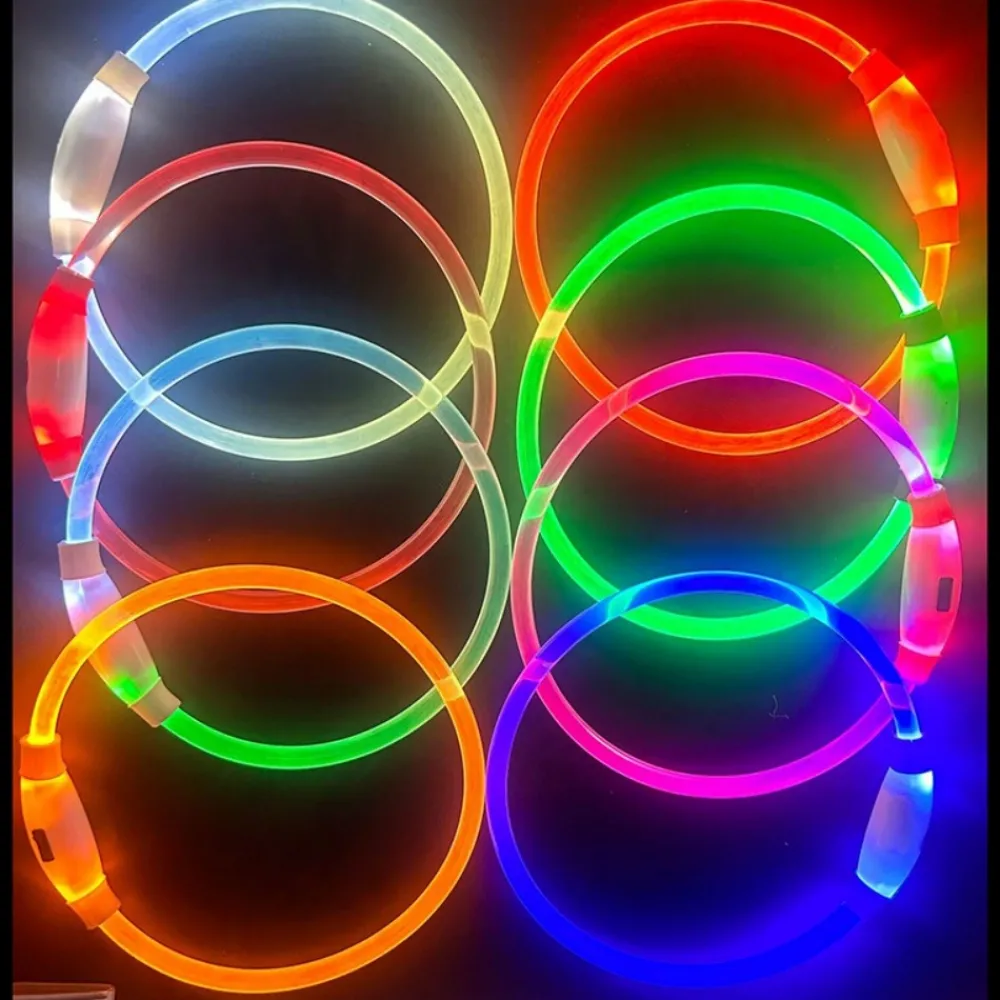 Downypaws - Collier lumineux rechargeable pour chien taille m rouge : 50 cm de circonférence New