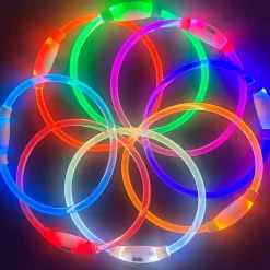 Downypaws - Collier lumineux rechargeable pour chien taille m rouge : 50 cm de circonférence New