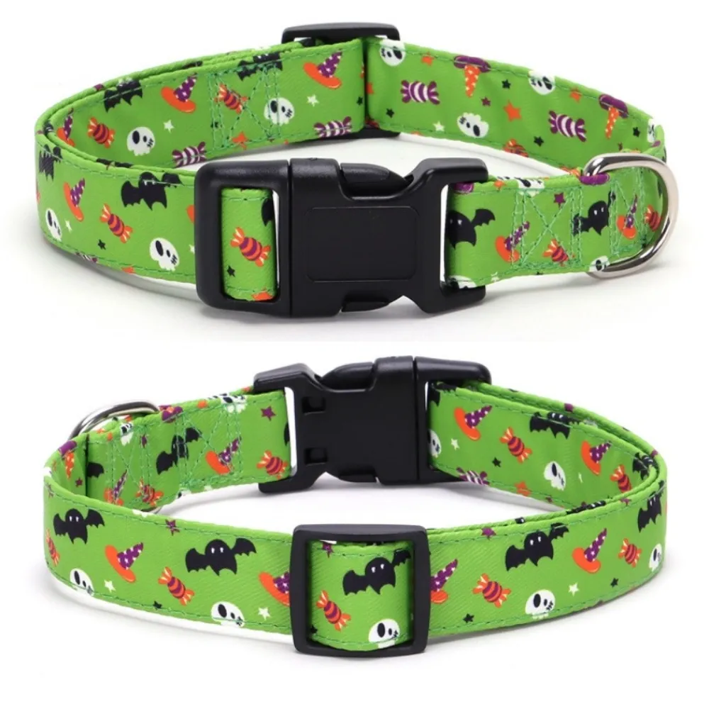 Downypaws - Collier pour chien d'halloween avec motifs de citrouille, fantôme et chauve - souris xl : 2,5*70cm vert Best