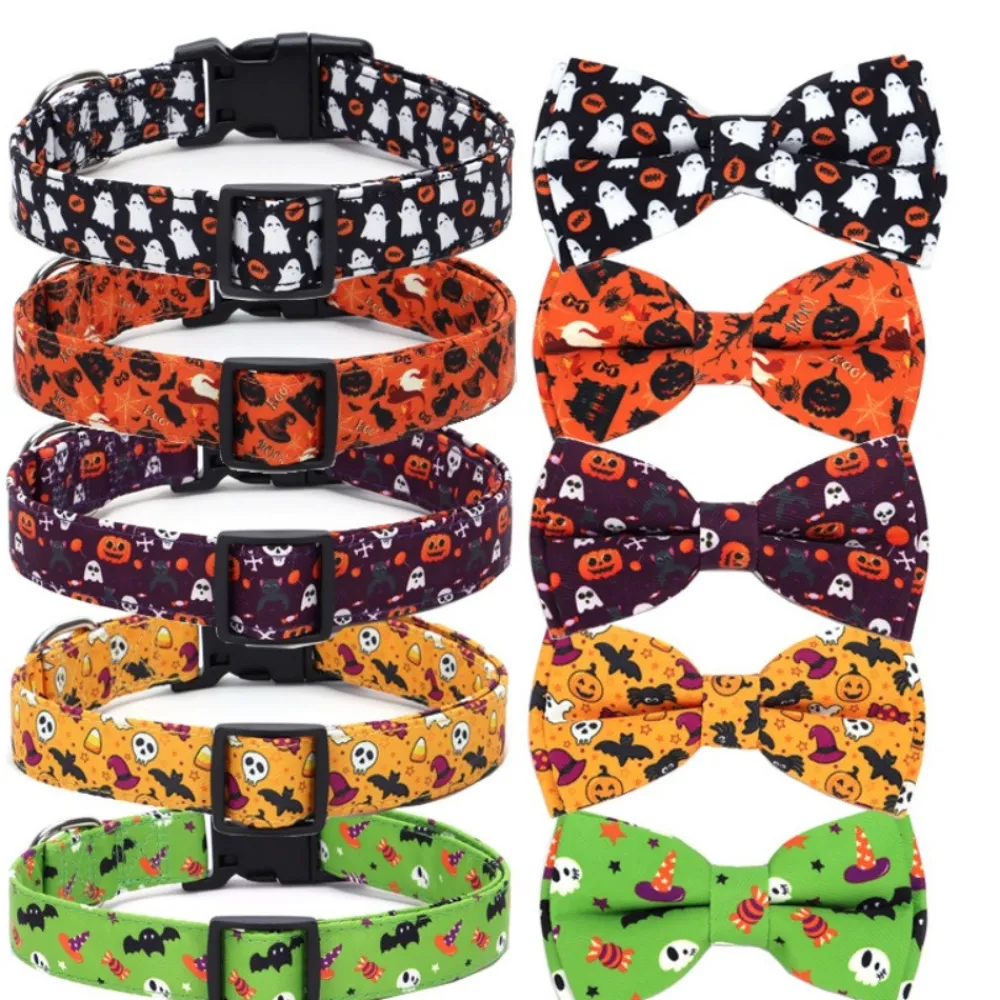 Downypaws - Collier pour chien d'halloween avec motifs de citrouille, fantôme et chauve - souris xl : 2,5*70cm vert Best