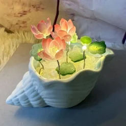 Downypaws - Décorations de nuit en verre conque en forme de lotus à faire soi - même New