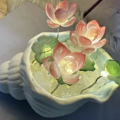 Downypaws - Décorations de nuit en verre conque en forme de lotus à faire soi - même New