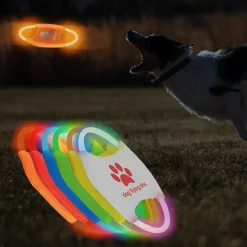 Downypaws - Discovolant lumineux rechargeable avec led pour chien lumière colorée Online