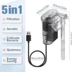 Downypaws Pompes, Filtres, Chauffages Et Accessoires | - Filtre cascade usb silencieux & réglable pour aquarium