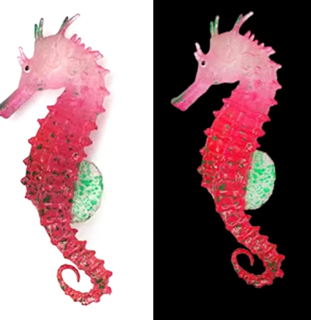Downypaws - Hippocampe en silicone lumineux simulé pour la décoration d'aquarium avec ventouse rouge*2 Outlet