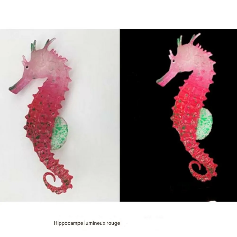 Downypaws - Hippocampe en silicone lumineux simulé pour la décoration d'aquarium avec ventouse rouge*2 Outlet