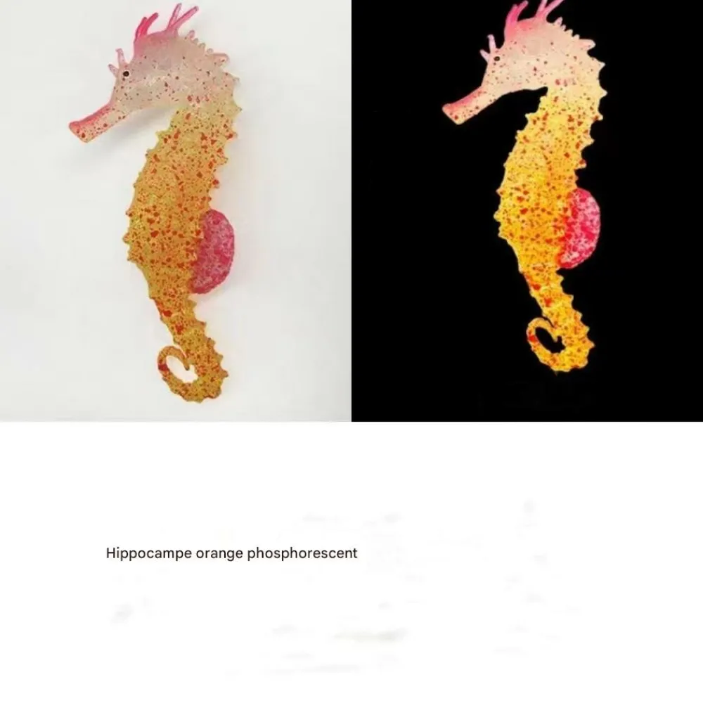 Downypaws - Hippocampe en silicone lumineux simulé pour la décoration d'aquarium avec ventouse orange*2