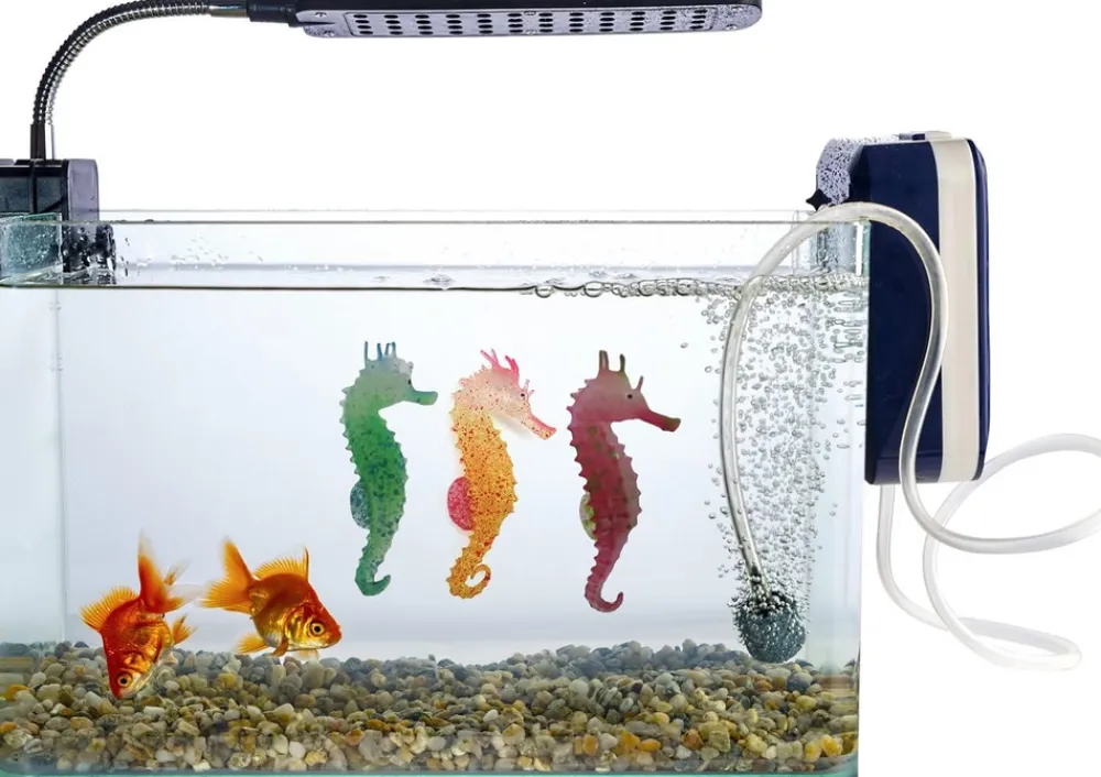 Downypaws - Hippocampe en silicone lumineux simulé pour la décoration d'aquarium avec ventouse orange*2