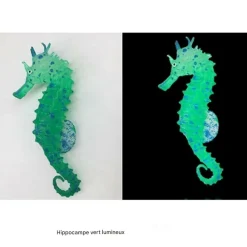 Downypaws Plantes Et Décoration | - Hippocampe en silicone lumineux simulé pour la décoration d'aquarium avec ventouse vert*2