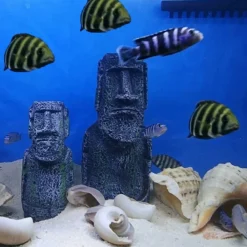 Downypaws - 2 têtes de l'île de pâques pour aquarium & décoration Hot