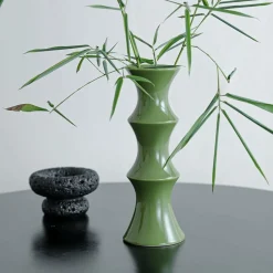 Downypaws Vases Et Coupes | - Vase décoratif en céramique en forme de bambou vert
