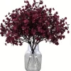 Dtopbuyage Plantes Artificielles | - Lot de 10 fleurs d'automne artificielles de gypsophila pour diverses décorations bordeaux