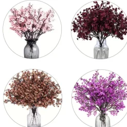 Dtopbuyage Plantes Artificielles | - Lot de 10 fleurs d'automne artificielles de gypsophila pour diverses décorations bordeaux