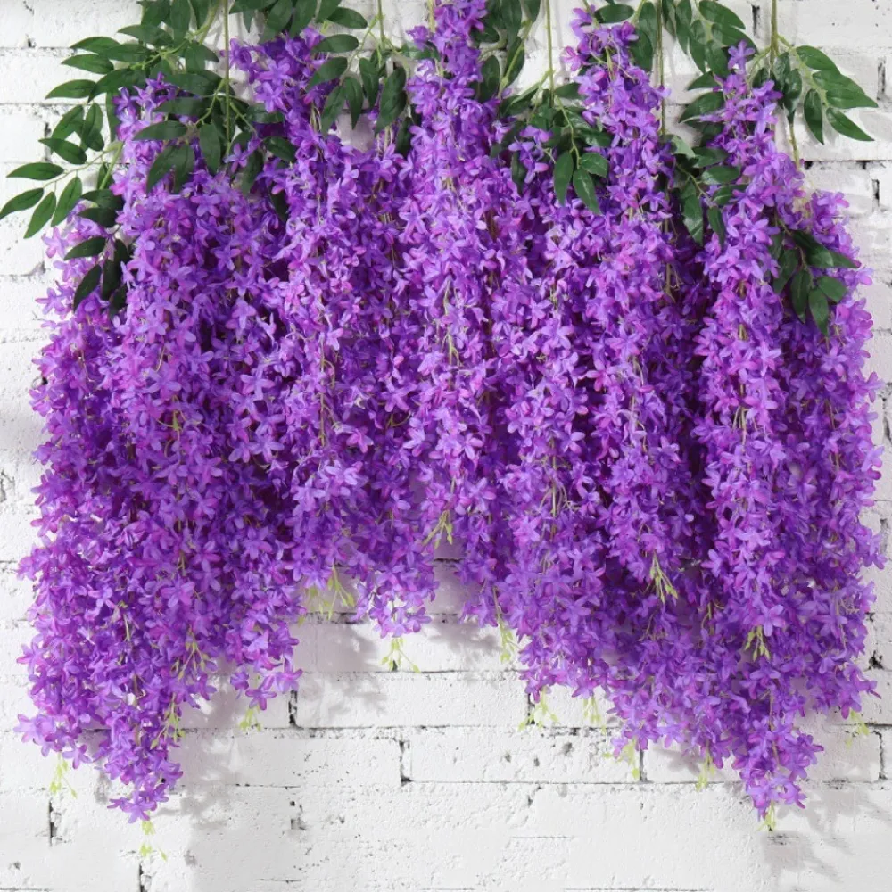 Dtopbuyage - Paquet de 12 rotins de fleurs artificielles de glycine et de violet pour mariage violet Clearance