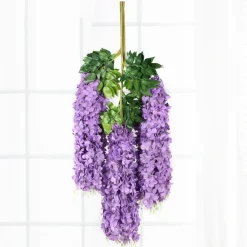 Dtopbuyage - Paquet de 12 rotins de fleurs artificielles de glycine et de violet pour mariage violet Clearance