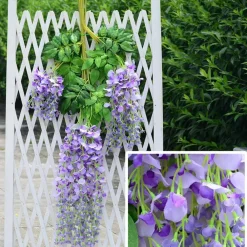 Dtopbuyage - Paquet de 12 rotins de fleurs artificielles de glycine et de violet pour mariage violet Clearance