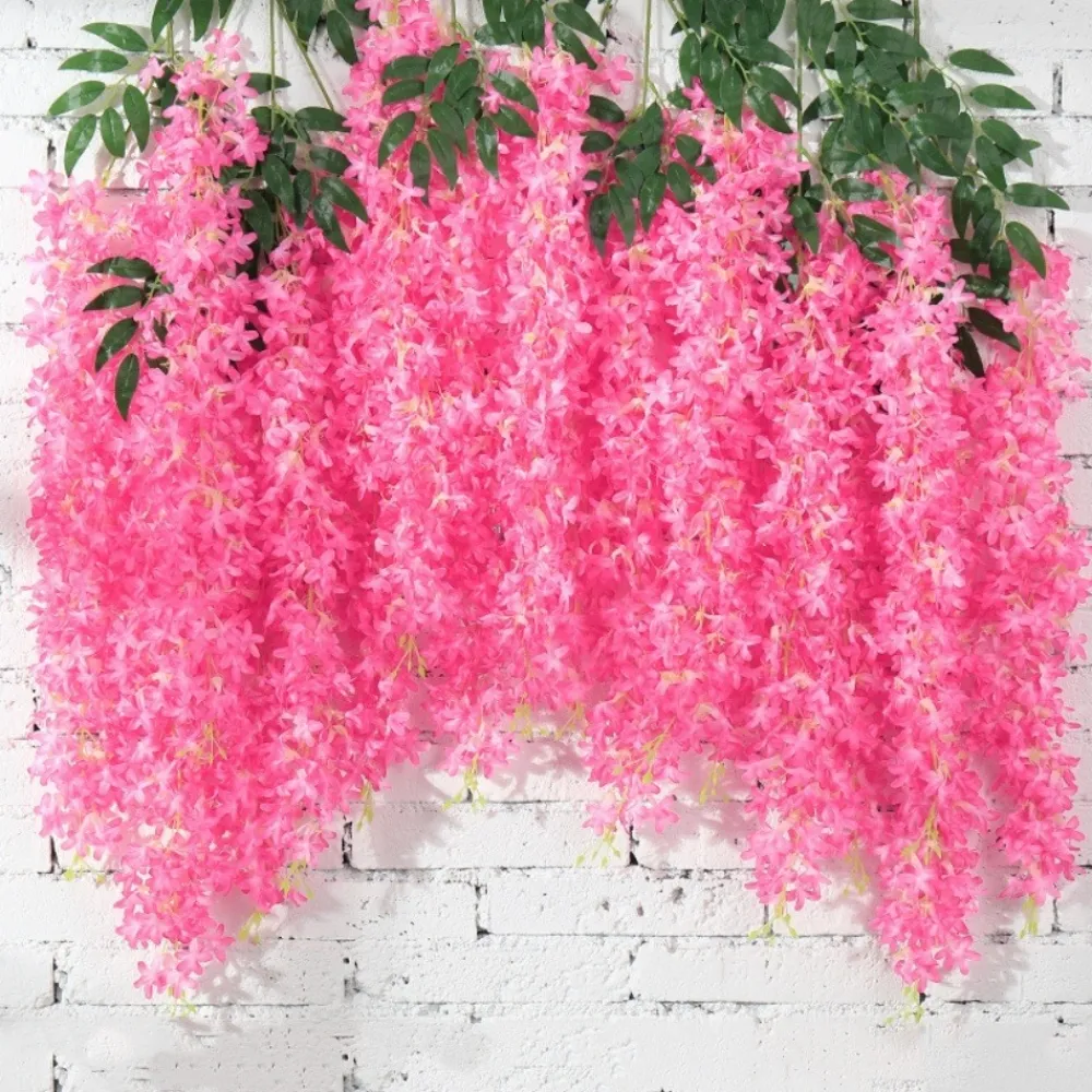 Dtopbuyage Plantes Artificielles | - Paquet de 12 rotins de fleurs artificielles de glycine et de violet pour mariage rose