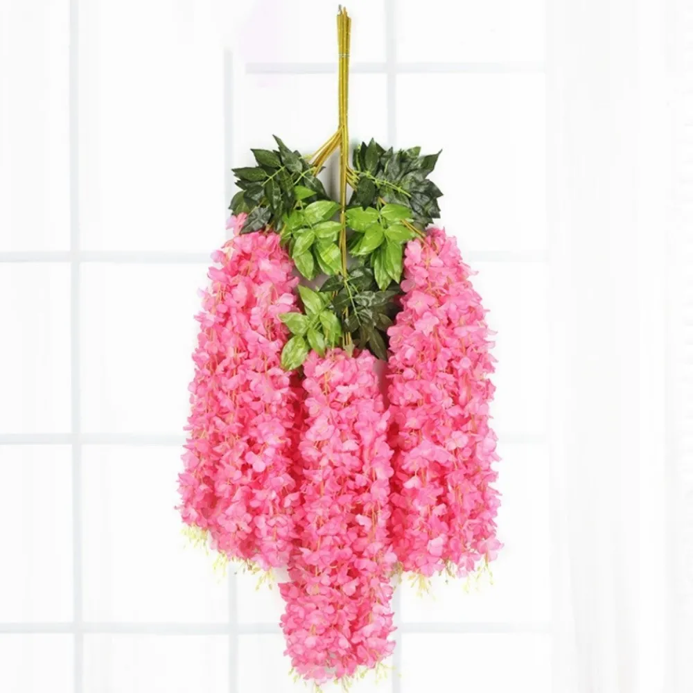 Dtopbuyage Plantes Artificielles | - Paquet de 12 rotins de fleurs artificielles de glycine et de violet pour mariage rose
