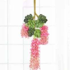 Dtopbuyage Plantes Artificielles | - Paquet de 12 rotins de fleurs artificielles de glycine et de violet pour mariage rose