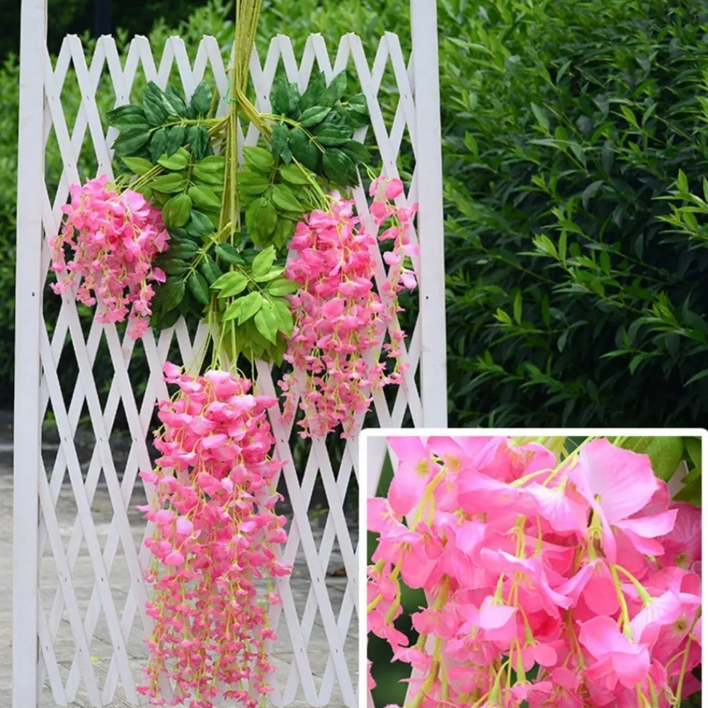 Dtopbuyage Plantes Artificielles | - Paquet de 12 rotins de fleurs artificielles de glycine et de violet pour mariage rose