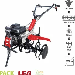Dunsch Scarificateurs Et Motoculteurs | - Motoculteur thermique tracté 212cc travail jusqu'à 102cm 2 vitesses av – 1 ar guidon ajustable lea le42212-97w21