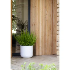 EDA Cache-Pots Et Bacs D'Intérieur|Pots Et Jardinières | - Pot Graphit’Up rond en polypropylène blanc - D.38,5 cm
