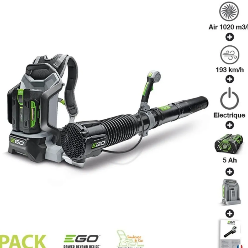 Ego Power+ Broyeurs, Nettoyeurs Et Souffleurs | - Pack souffleur professionnel 1020m3 heure batterie dorsale 5ah chargeur rapide ego power lb6002e