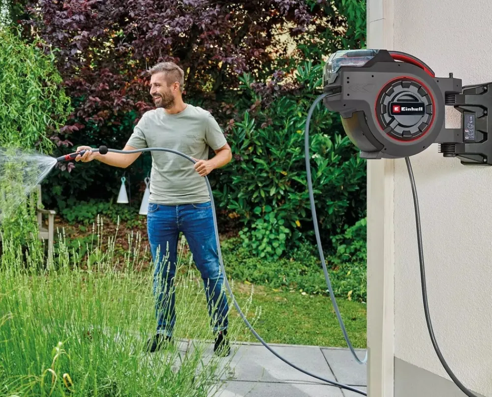 Einhell - Dévidoir de tuyau ge-hr 18/30-1 li-solo - 18v - tuyau 30m - enroulement auto - pivotant 180° - sans batterie